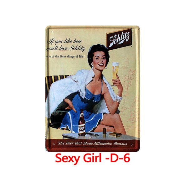 #81 Vintage Bar Metal Tin Signs Sexy Woman Retro Plaque Garage Customization Dec - Picture 1 of 1